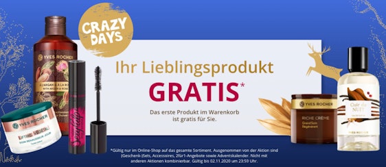 Noch 2 Tage! Erster Artikel ab 10€ MBW gratis + versandkostenfrei ab 20€ MBW + Gutschein-Aktion bei Yves Rocher💄- z.B.: Yves Rocher Adventskalender für 35€