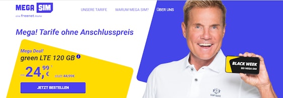 Black Week bei MegaSIM! Alle Tarife ohne Anschlusspreis & monatlich kündbar - z.B. Allnet Flat mit 120GB LTE für 24,99€