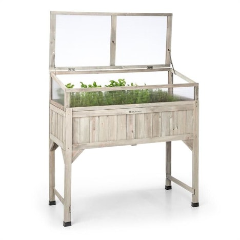 Blumfeldt Altiplano Terrado Hochbeet für 70€ - Gewächshaus aus Holz mit 120 x 121 x 45cm Maße