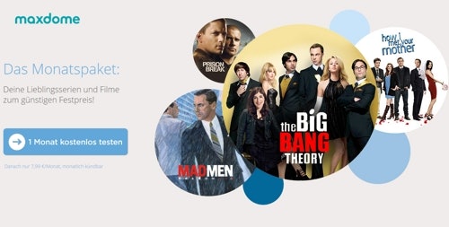 Gratis: maxdome 1 Monat kostenlos testen und Geld sparen