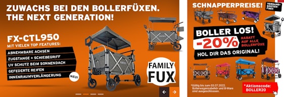 20% Rabatt auf Bollerwagen (außer B-Ware) bei Fuxtec – z.B.: FX-CT850 Premium-Bollerwagen für 267€