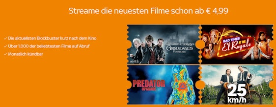 Sky Cinema Ticket bis Ende September für einmalig 4,99€ – mit aktuellen Blockbustern