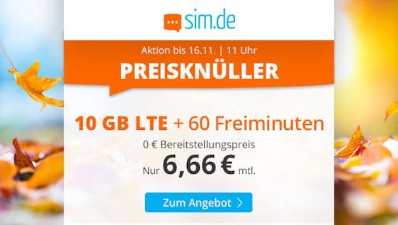 Sim.de LTE 10GB für 6,66€/Monat » 10GB LTE und 60 Freiminuten im o2-Netz 🤙