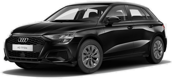 Audi A3 Sportback 40 TFSI e (150kW/204PS) in Schwarz für 205€/Monat + 665€ Überführung – im Privat- oder Gewerbe-Leasing über 24 Monate mit je 10.000km im Jahr