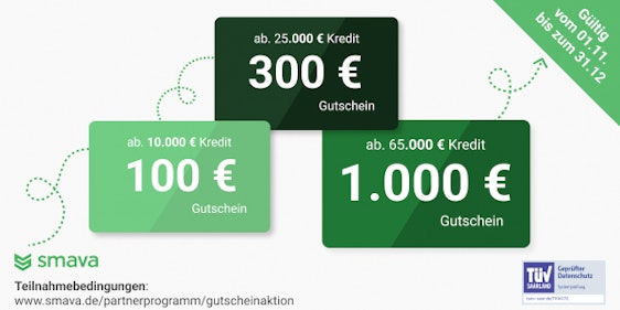 Kreditvergleich bei Smava mit bis zu 1.000€ Amazon Gutschein » ab 0,68% effektivem Jahreszins 💸