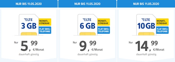 1&1-Tarife über Web.de und GMX ab 6€ im Monat » bis zu 7GB LTE, Allnet- und SMS-Flat + EU-Roaming