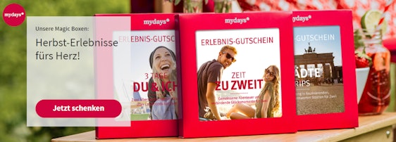 20% Rabatt auf viele Erlebnisgeschenke ab 59€ MWB bei Mydays – außer Sale, z.B.: Tandem-Fallschirmsprung für 168€