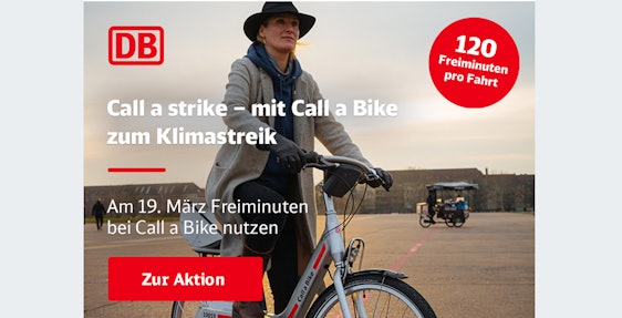 120 Freiminuten bei DB Call a Bike – zum Klimastreik am 19. März