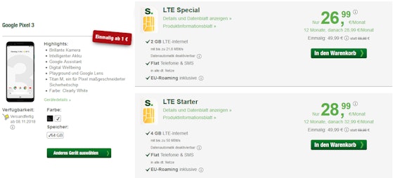 Top! Google Pixel 3 in smartmobil LTE Allnet-Flat mit bis zu 4GB LTE » bis zu 127€ günstiger als idealo 🤩
