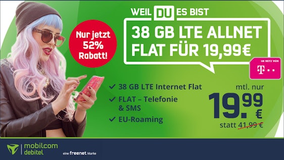 Telekom Allnet Flat für 21€ - 38GB LTE, 50 Mbit/s, VoLTE und WLAN Call