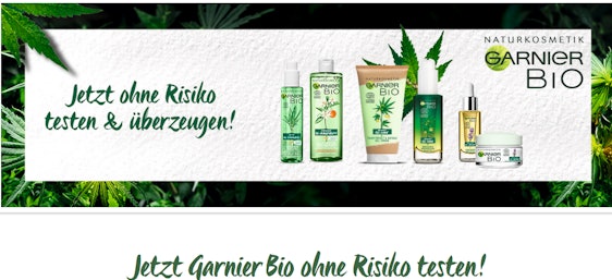 Garnier Bio-Produkt kostenlos testen - große Produktauswahl