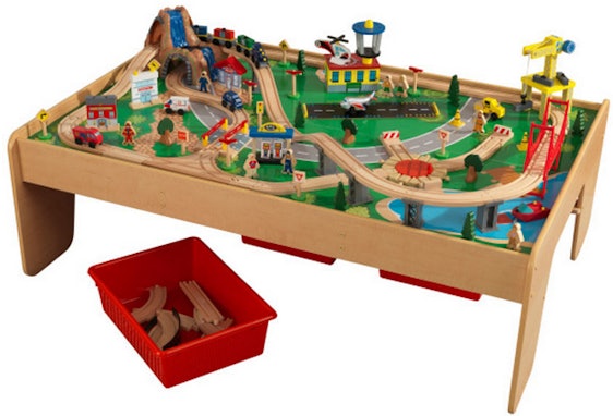 KidKraft Eisenbahnset und Spieltisch (120-tlg.) für 105€ – mit Berg und Wasserfall, Maße 123 x 87 x 40 cm