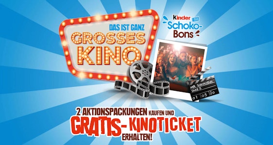 Gratis Kinoticket mit Kinder Schoko-Bons - 2x Aktionspackung kaufen & Ticket für z.B. CineStar, Cinemaxx, UCI erhalten