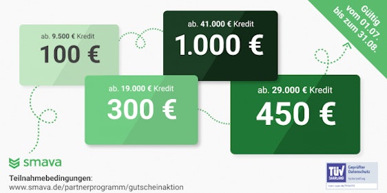 Kreditvergleich bei Smava mit bis zu 1.000€ Amazon Gutschein » ab 0,68% effektivem Jahreszins 💸