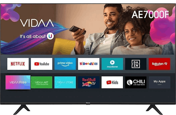 Hisense 75AE7000F für 839€ – 75" 4K/UHD-LED-Smart-TV mit Quad Core & mit DVB-T2