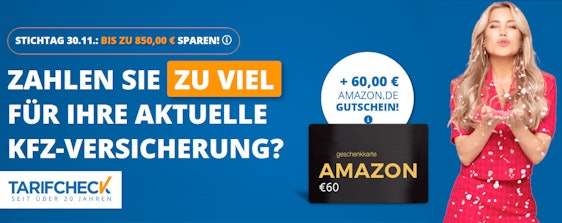 Nicht mehr lange! Tarifcheck: KFZ-Versicherung vergleichen und wechseln » mit 60€ Amazon-Gutschein 🚘