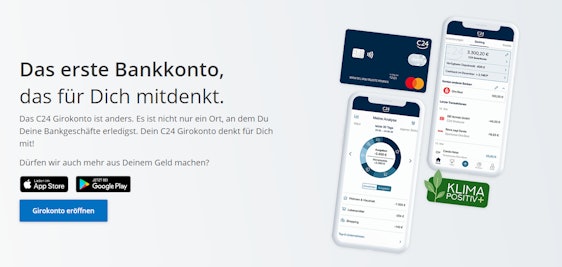 Kostenloses Girokonto bei C24 mit 50€ Startguthaben » inklusive gebührenfreier MasterCard 💳