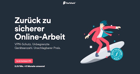 83% Rabatt + 3 Monate gratis! 2 Jahre Surfshark VPN für 2,21€/Monat sichern