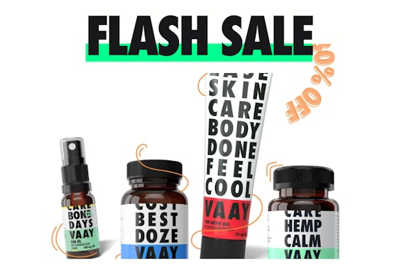 Vaay Flash Sale! ✨ Mit bis zu 70% Rabatt auf MHD-Produkte, z.B. CBD Badekugel Lavendel für 10€