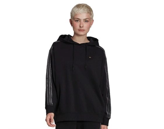 Adidas Cozy Velvet Stripes Hoodie für 49€ - Damen Kapuzenpullover in Schwarz