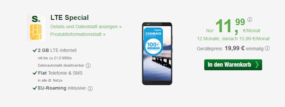 Gigaset GS370 im Smartmobil LTE Special für 16€ / Monat + 100€ Cashback - 2GB LTE, Allnet- und SMS-Flat, EU-Roaming