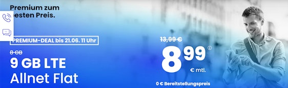 Nur für kurze Zeit! PremiumSIM 10GB LTE für 8,99€/Monat – 10GB LTE, Telefonie-Flat & EU-Roaming
